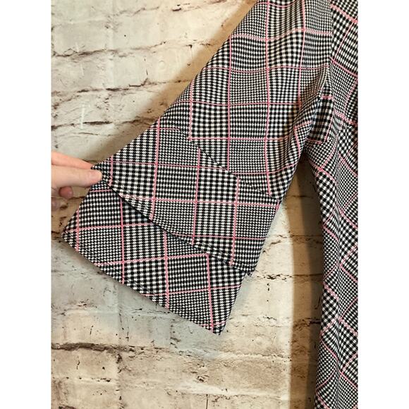 Cato Dress Womens XL Shift Black & Pink Houndstooth Print Ruffle Bell Sleeve - Picture 8 of 14